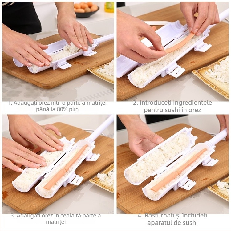 Set DIY pentru sushi: forme pentru nori, forme pentru bile de orez și forme pentru rulouri sushi