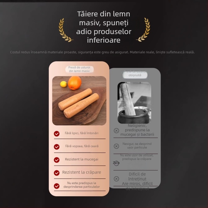 Zdrobitor de usturoi din lemn, instrument manual de bucătărie