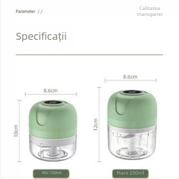 Măcinător electric de usturoi, tocător de bucătărie compact, procesator de hrană pentru bebeluți și măcinător multifuncțional de carne