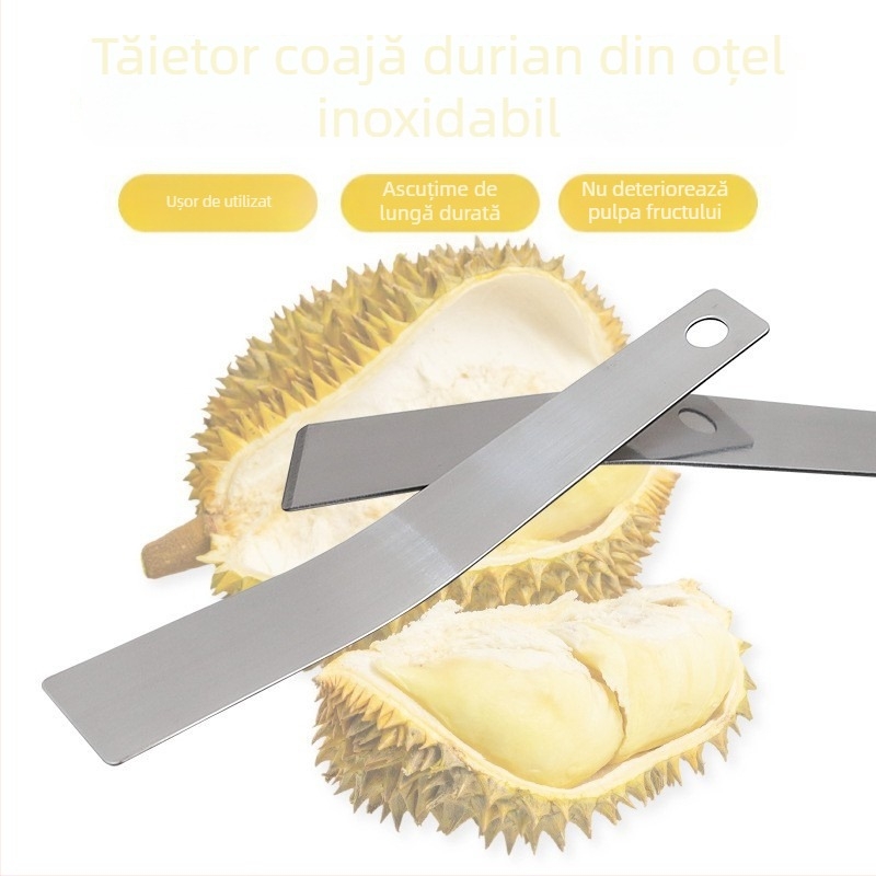 Cuțit pentru decojit durian și fructe, lamă în formă de sabie, cuțit pentru decojit grapefruit, oțel inoxidabil îngroșat