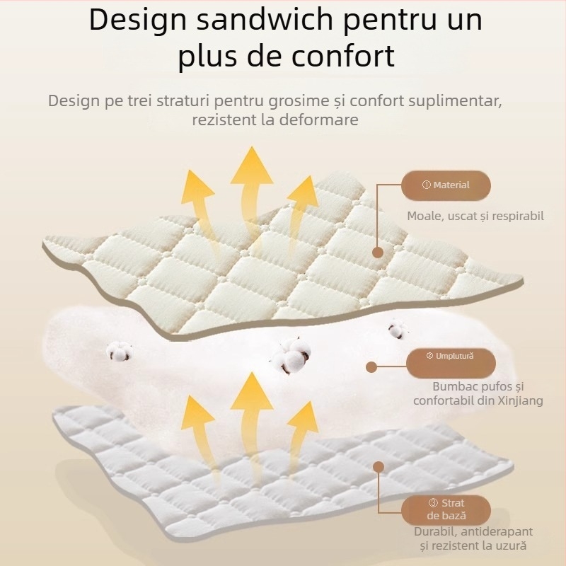 Față de pat din bumbac 100% cu quilt pentru pat single, protecție de saltea îngroșată, set de trei piese