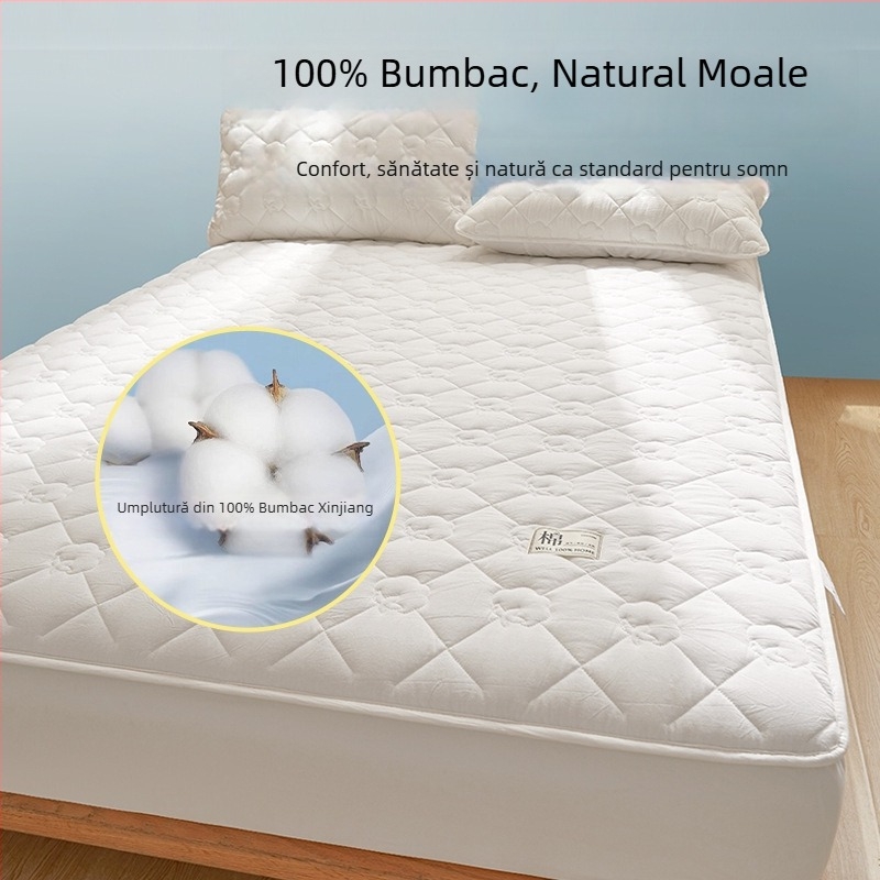 Antibacterian, Clasă A, 100% bumbac pe ambele fețe, umplut cu bumbac, husă quiltată pentru pat, protecție pentru saltea cu acoperire completă