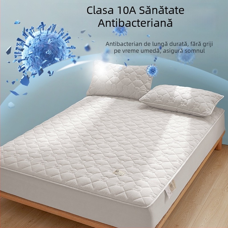 Antibacterian, Clasă A, 100% bumbac pe ambele fețe, umplut cu bumbac, husă quiltată pentru pat, protecție pentru saltea cu acoperire completă