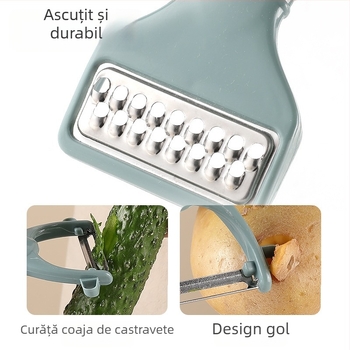 Cuțit multifuncțional pentru fructe, decojit și tăiat, lamă din oțel inoxidabil și răzuitor
