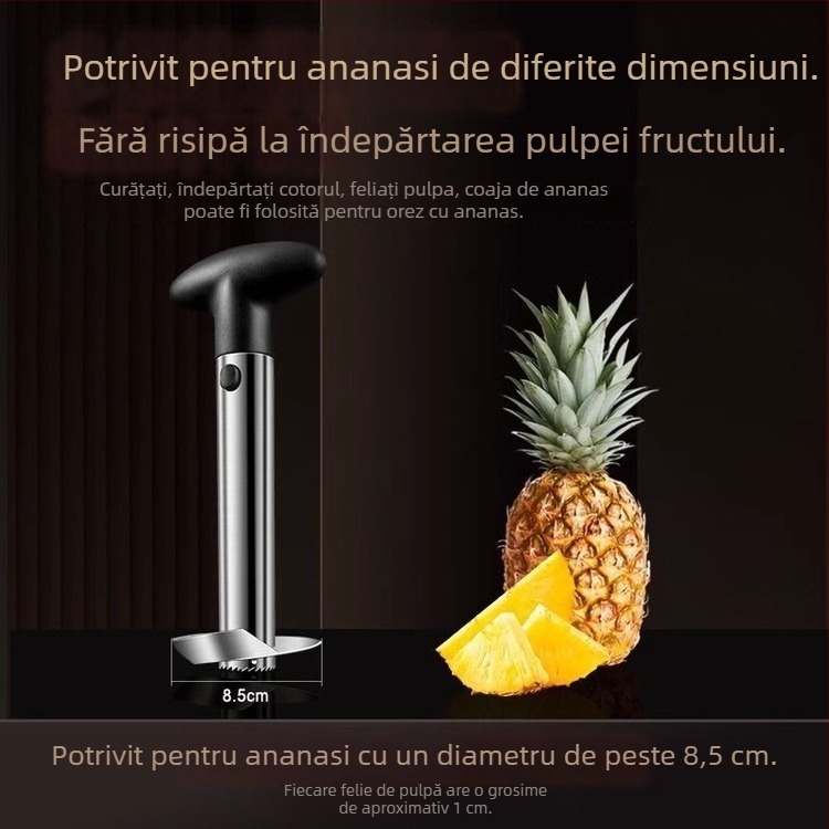 Curățător de ananas din oțel inoxidabil: curățare, îndepărtarea miezului, tăiere în felii și cuțit rotativ