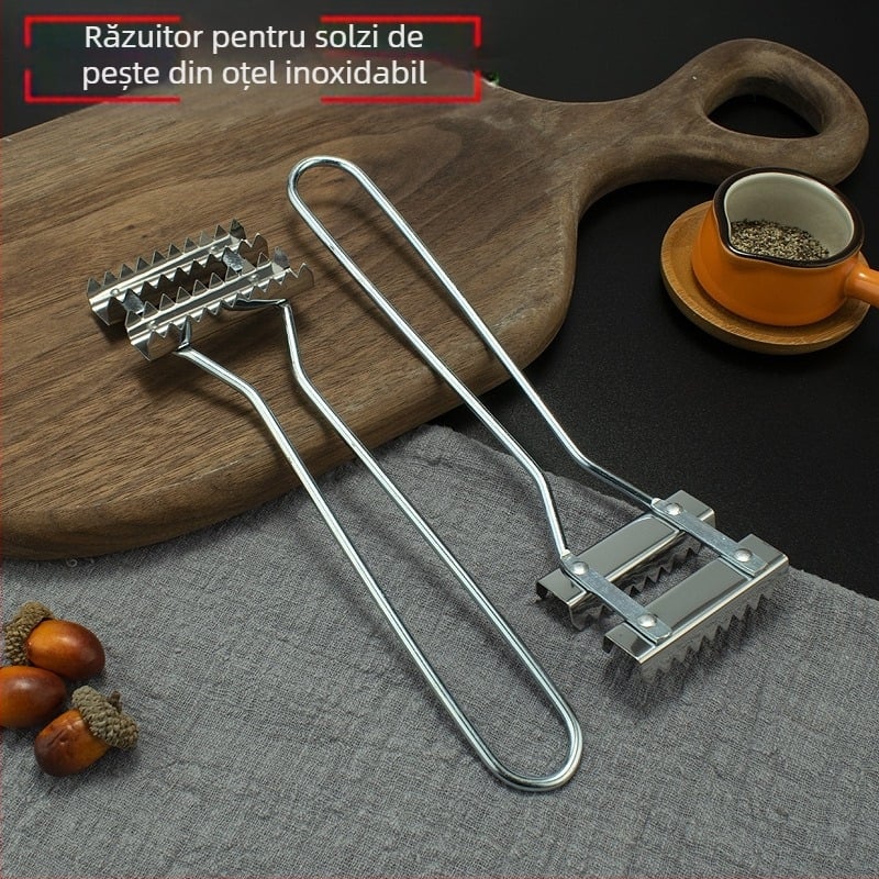 Îndepărtător de solzi din oțel inoxidabil, unealtă manuală pentru curățarea solzilor de pește, opțiune de logo