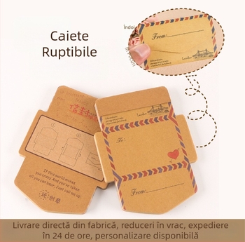 Carnet creativ în stil coreean, cu design retro de plic, foi de notițe detașabile, note desenate în stil caricatură