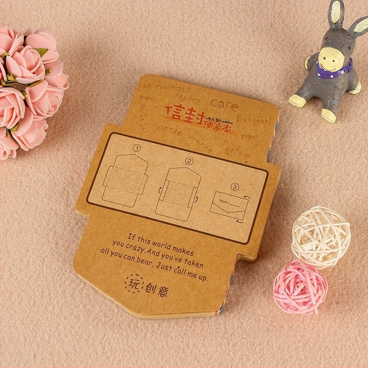 Carnet creativ în stil coreean, cu design retro de plic, foi de notițe detașabile, note desenate în stil caricatură