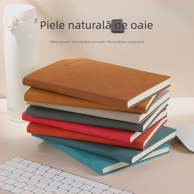 Caiet din piele de oaie moale cu logo personalizat, A5, 100 de pagini, Dowling hârtie