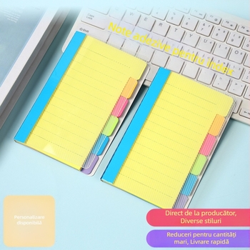 Caiet colorat A7 cu linii și note adezive detașabile – planner și notebook pentru studenți