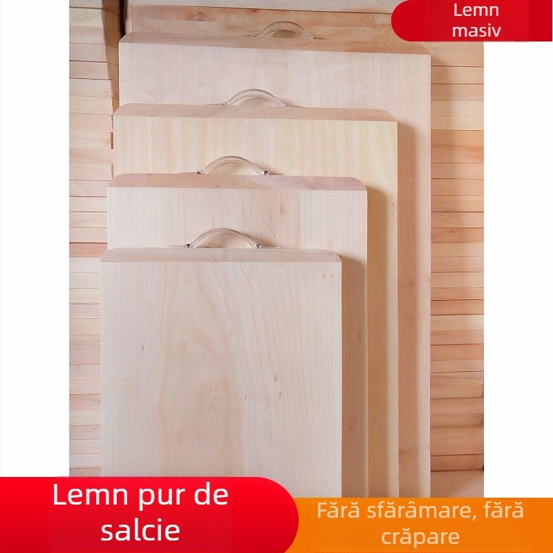 Tocător din lemn de salcie, dreptunghiular, masiv, îngroșat, fără vopsea, fără ceară și fără aditivi