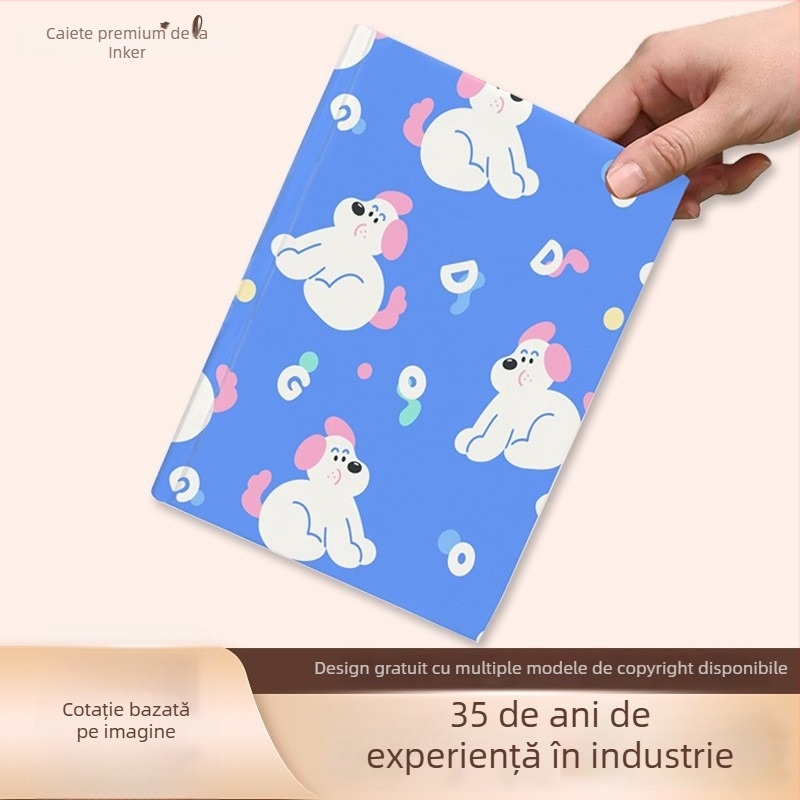 INKER jurnal cu copertă rigidă, format A5, 100–200 pagini, hârtie offset dublă, 100 g/m², imprimare logo disponibilă