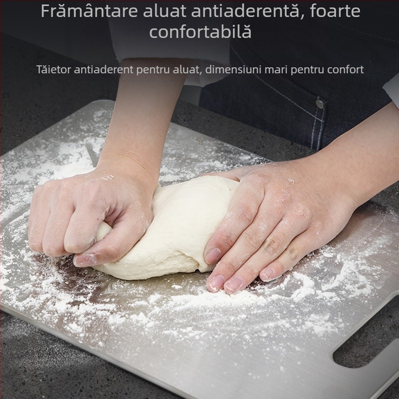 Chuangsheng tocător din oțel inoxidabil 304, placă de bucătărie multifuncțională pentru fructe, carne și legume, suprafață dublă pentru întinderea aluatului
