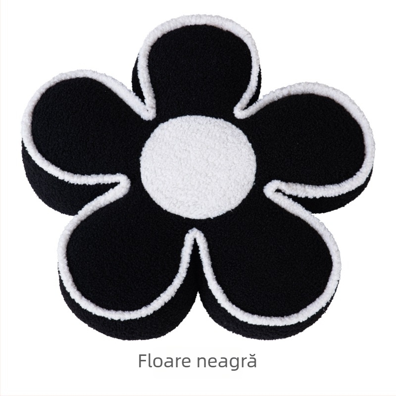 Pernă cremă cu petale de floarea soarelui, pentru canapea și sufragerie, stil tatami