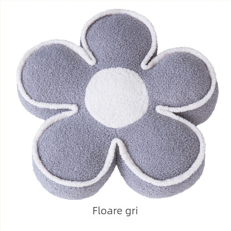 Pernă cremă cu petale de floarea soarelui, pentru canapea și sufragerie, stil tatami
