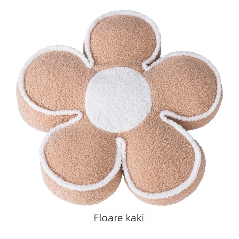 Pernă cremă cu petale de floarea soarelui, pentru canapea și sufragerie, stil tatami