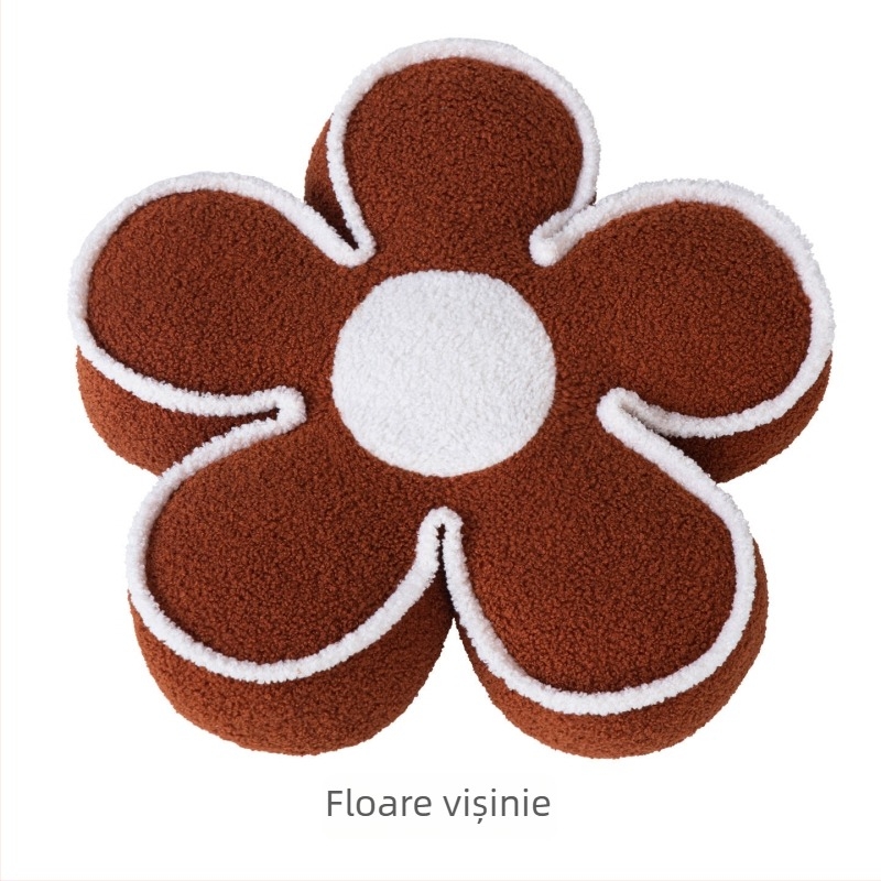 Pernă cremă cu petale de floarea soarelui, pentru canapea și sufragerie, stil tatami