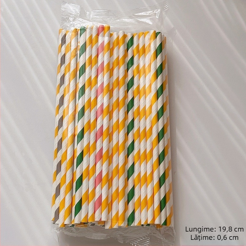 100 paie din hârtie colorate, de unică folosință, pentru sucuri de fructe, cocktailuri și băuturi reci, paie decorative