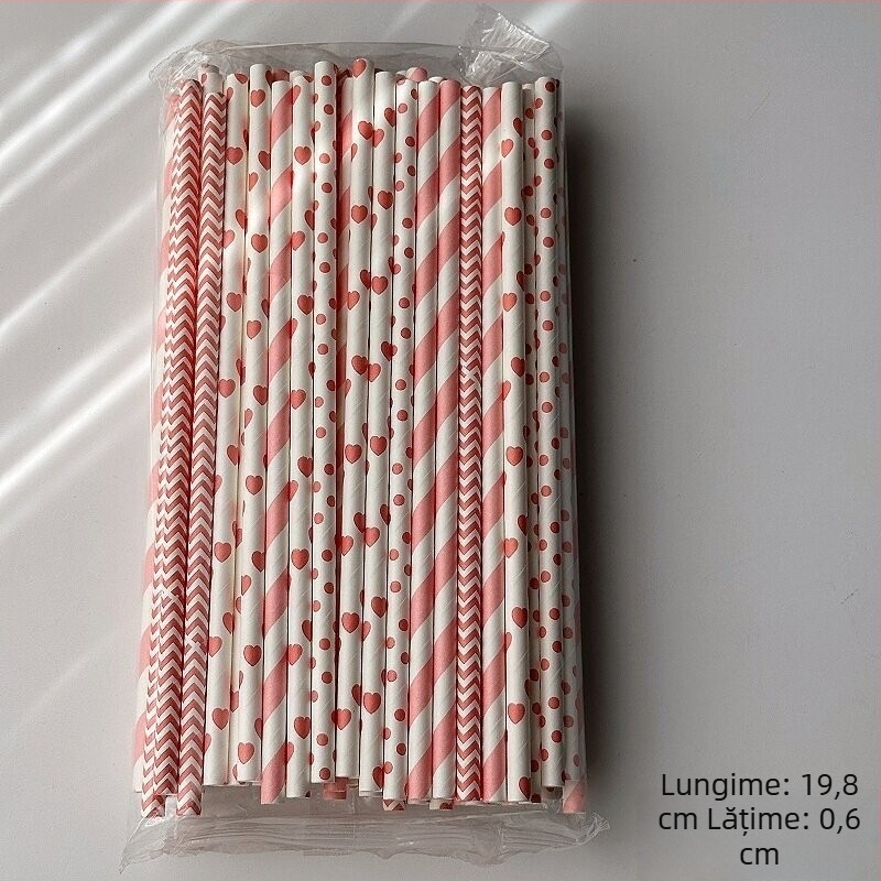 100 paie din hârtie colorate, de unică folosință, pentru sucuri de fructe, cocktailuri și băuturi reci, paie decorative