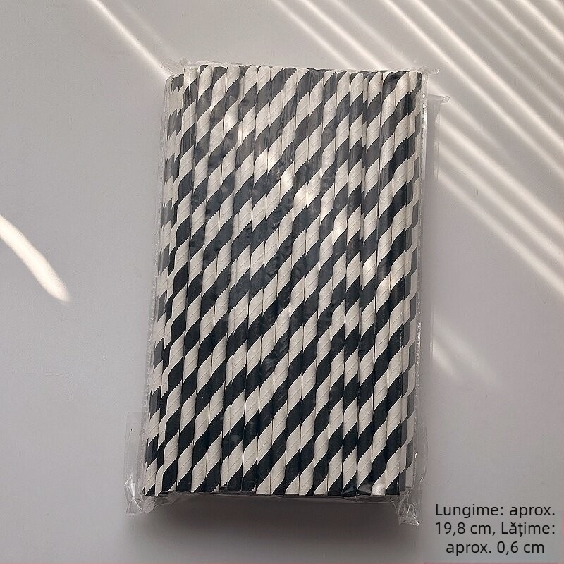 100 paie din hârtie colorate, de unică folosință, pentru sucuri de fructe, cocktailuri și băuturi reci, paie decorative