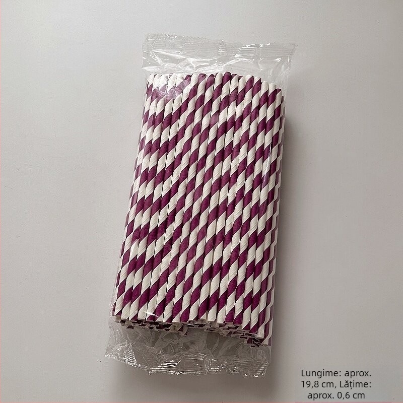 100 paie din hârtie colorate, de unică folosință, pentru sucuri de fructe, cocktailuri și băuturi reci, paie decorative