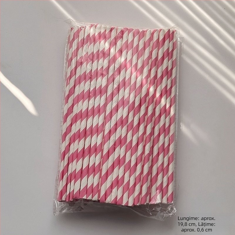 100 paie din hârtie colorate, de unică folosință, pentru sucuri de fructe, cocktailuri și băuturi reci, paie decorative