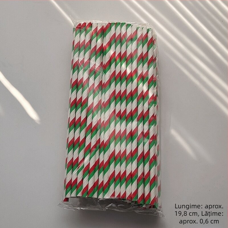 100 paie din hârtie colorate, de unică folosință, pentru sucuri de fructe, cocktailuri și băuturi reci, paie decorative