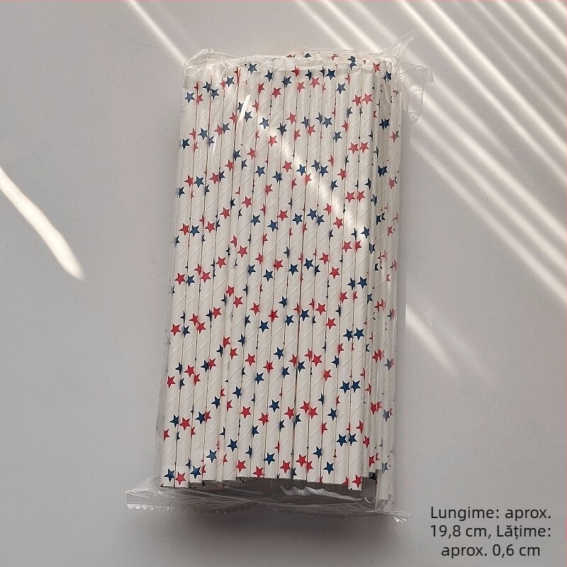 100 paie din hârtie colorate, de unică folosință, pentru sucuri de fructe, cocktailuri și băuturi reci, paie decorative