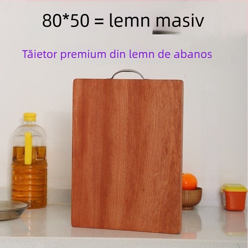 Placă de tăiere din lemn de abanos, masivă, antibacteriană și anti-mucegai, mare, cu două fețe, pentru tăiat, cuțite și întinderea aluatului