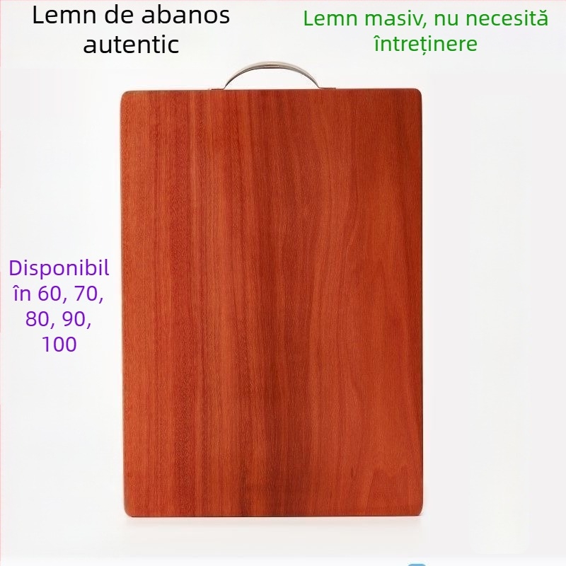 Placă de tăiere din lemn de abanos, masivă, antibacteriană și anti-mucegai, mare, cu două fețe, pentru tăiat, cuțite și întinderea aluatului