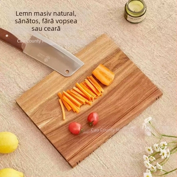 Set de 3 plăci de tăiat din lemn de acacia, cu bază, cu două fețe, îngroșate