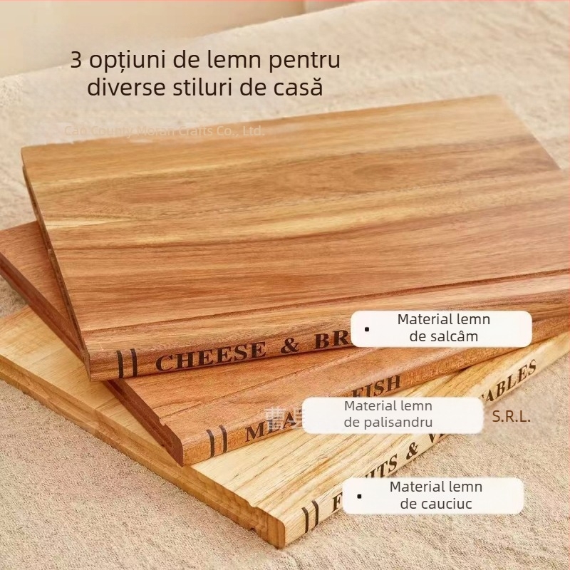 Set de 3 plăci de tăiat din lemn de acacia, cu bază, cu două fețe, îngroșate
