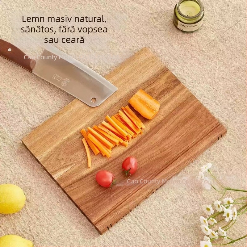 Set de 3 plăci de tăiat din lemn de acacia, cu bază, cu două fețe, îngroșate