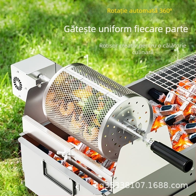 Grill fluture rotativ, coș circular pentru grătar din oțel inoxidabil 304