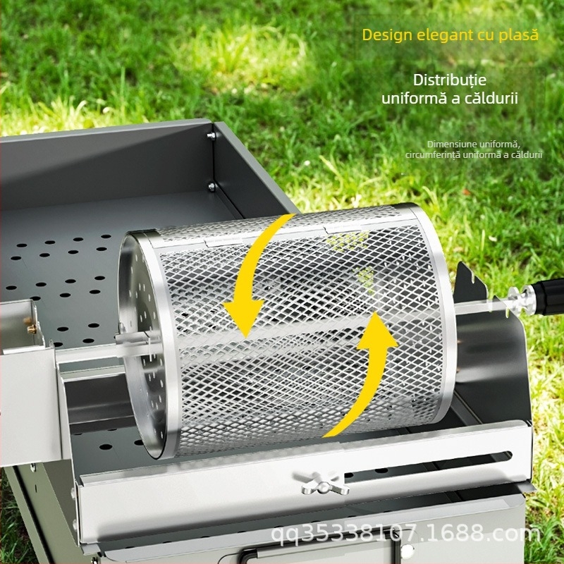 Grill fluture rotativ, coș circular pentru grătar din oțel inoxidabil 304