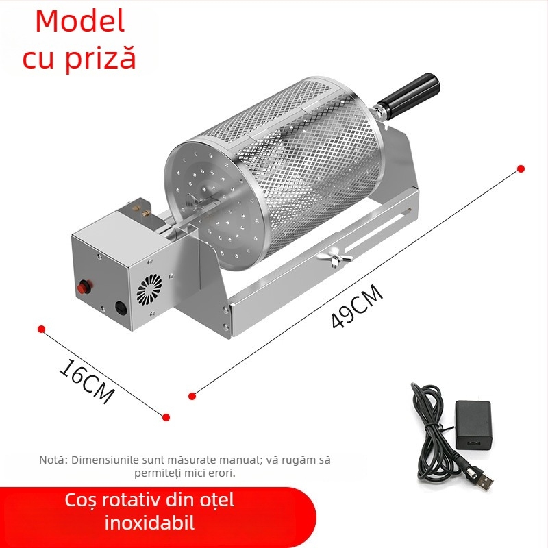 Grill fluture rotativ, coș circular pentru grătar din oțel inoxidabil 304