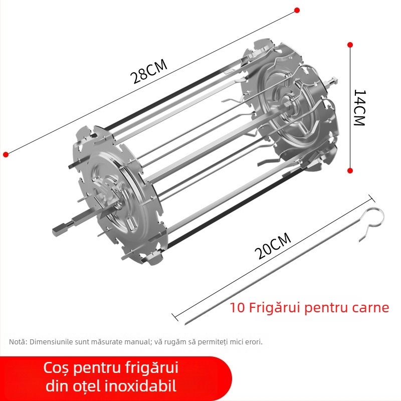 Grill fluture rotativ, coș circular pentru grătar din oțel inoxidabil 304