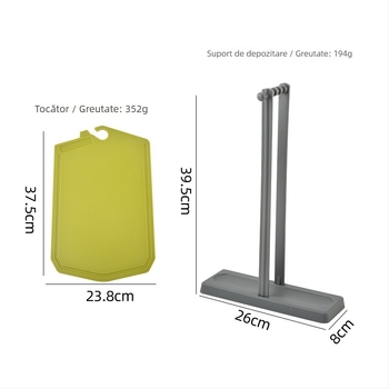 Set de 3 plăci de tăiat din PP, cu suport, agățat, cu două fețe și coduri de culoare pentru alimente crude și gătite, placă pentru pregătirea hranei bebelușilor