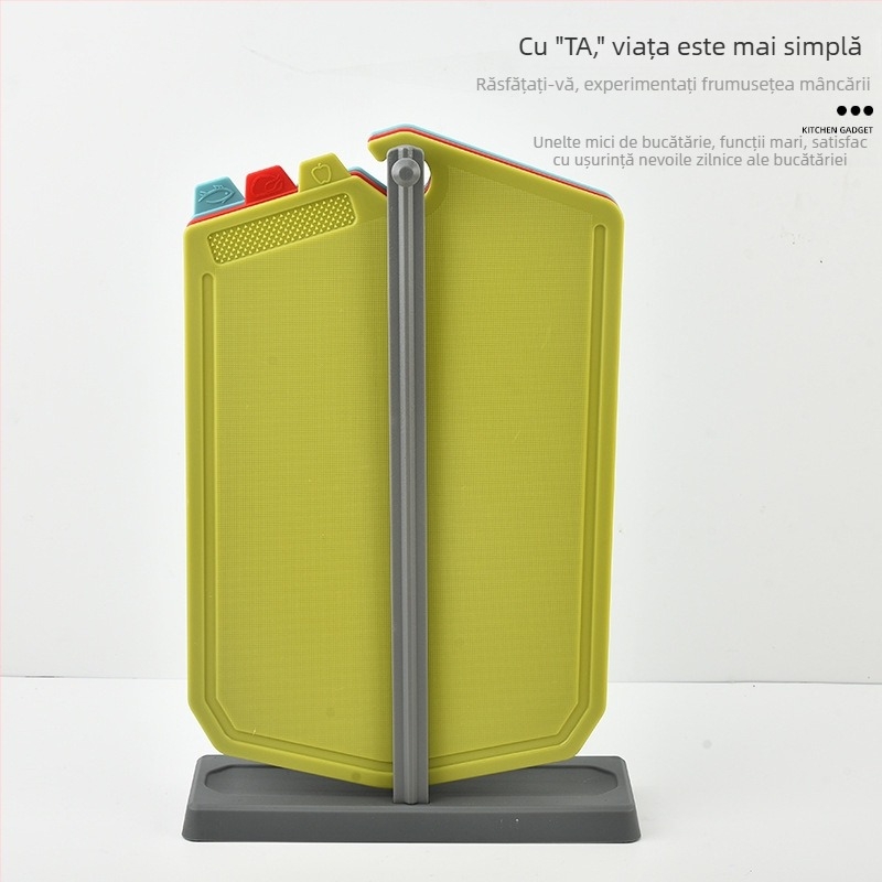 Set de 3 plăci de tăiat din PP, cu suport, agățat, cu două fețe și coduri de culoare pentru alimente crude și gătite, placă pentru pregătirea hranei bebelușilor
