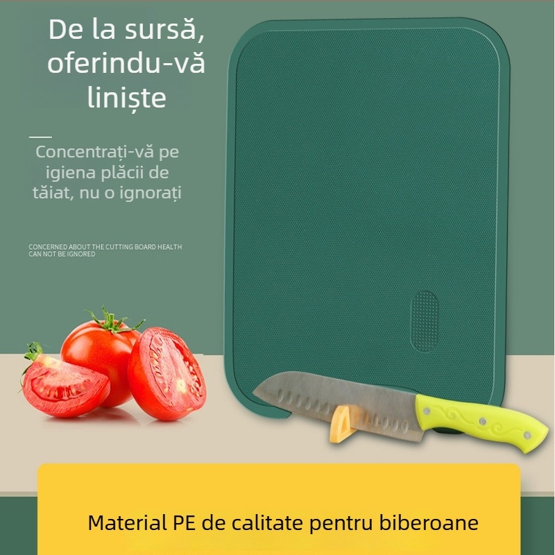 Tocător dublu față, de calitate alimentară, rezistent la mucegai, dreptunghiular, gros, portabil pentru fructe, en-gros