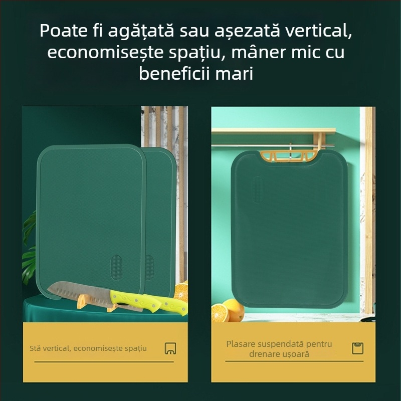 Tocător dublu față, de calitate alimentară, rezistent la mucegai, dreptunghiular, gros, portabil pentru fructe, en-gros