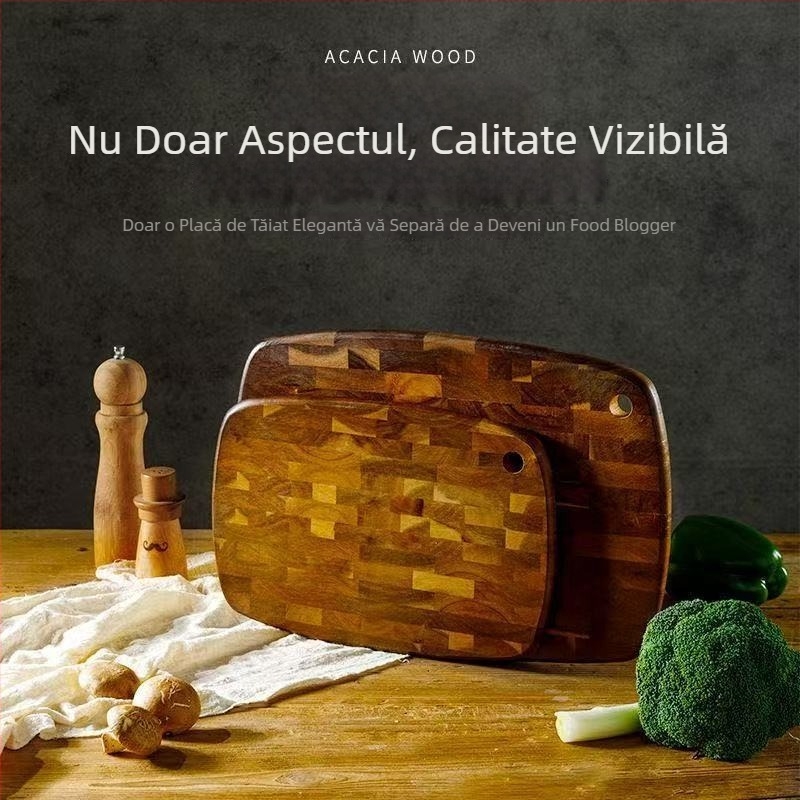 Tocător din lemn de acacie, cu două fețe, antibacterian, rezistent la mucegai, lemn masiv pentru bucătărie