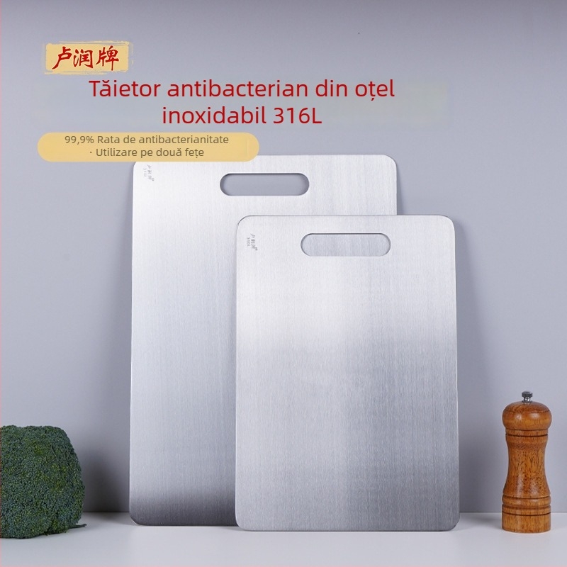 Tocător Lu Run din oțel inoxidabil 316L, antibacterian și rezistent la mucegai, suprafață dublă pentru tăiere și frământat aluat, bucătărie