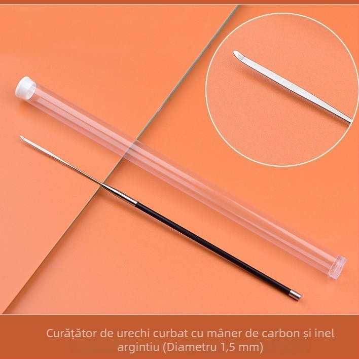 Set profesional de instrumente pentru curățarea urechilor din oțel carbon – lingură pentru urechi, cuțit de nor, vârf de curățare a urechii, cap de ciupercă, bețișoare de bumbac, cârlig pentru urechi