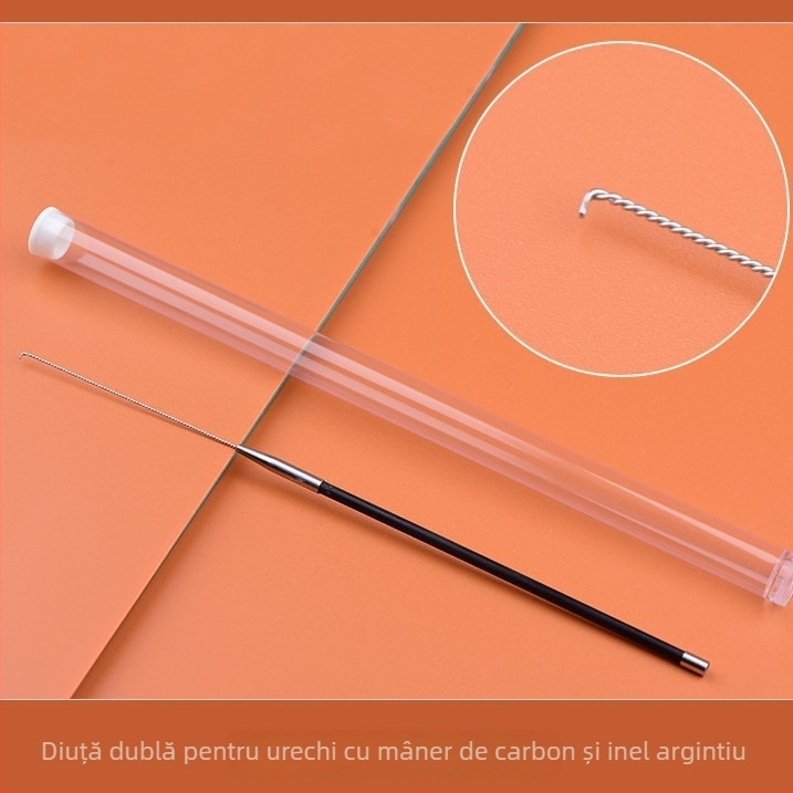 Set profesional de instrumente pentru curățarea urechilor din oțel carbon – lingură pentru urechi, cuțit de nor, vârf de curățare a urechii, cap de ciupercă, bețișoare de bumbac, cârlig pentru urechi