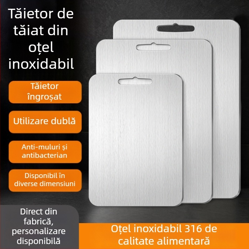 Tocător din oțel inoxidabil 316, de calitate alimentară, antibacterian și rezistent la mucegai, cu două fețe