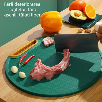 Tocător de bucătărie, antiderapant, antibacterian și rezistent la mucegai, cu două fețe, din PE verde, design vertical