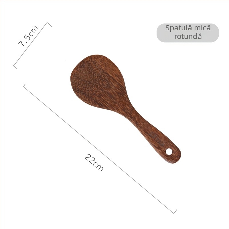 Set de ustensile de bucătărie din lemn, spatulă de gătit, rezistent la temperaturi înalte