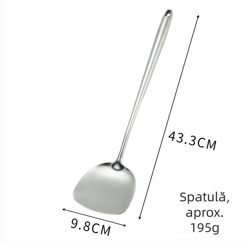 Set de spatule din oțel inoxidabil 304, mâner extins, pentru gătit, ustensile de bucătărie, protecție împotriva arsurilor