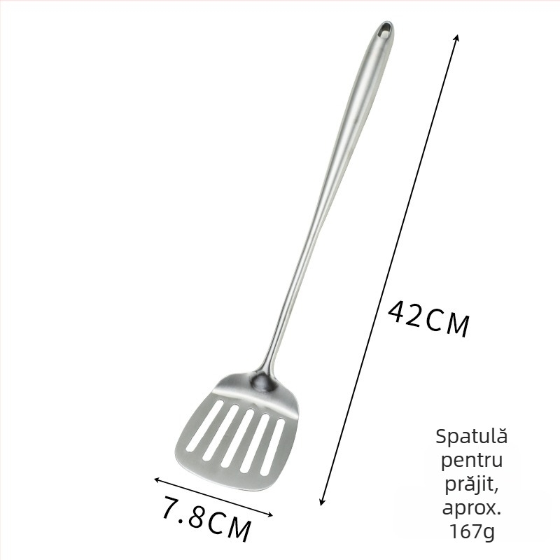 Set de spatule din oțel inoxidabil 304, mâner extins, pentru gătit, ustensile de bucătărie, protecție împotriva arsurilor